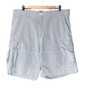 Polo Ralph Lauren Seersucker Cargo Shorts Blue White Stripes Cotton Men’s 38